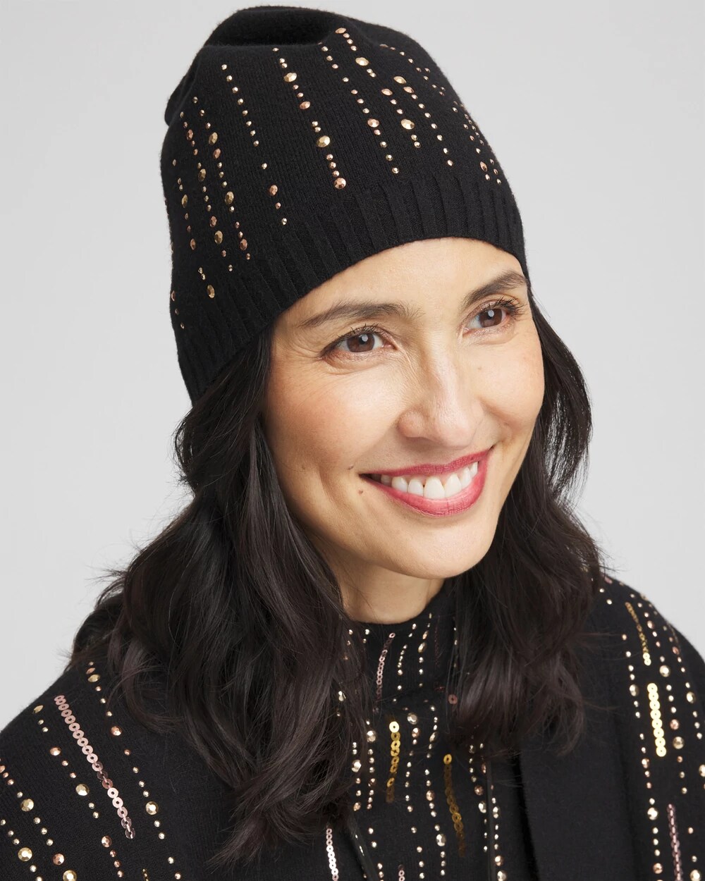 Black Embellished Knit Hat | Chico's Black Embellished Knit Hat | Chico's